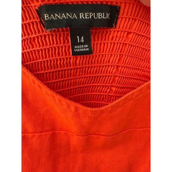 Banana Republic Plus Linen-Blend Midi Dress‎ in Orange Pockets Size 14 - Picture 7 of 13